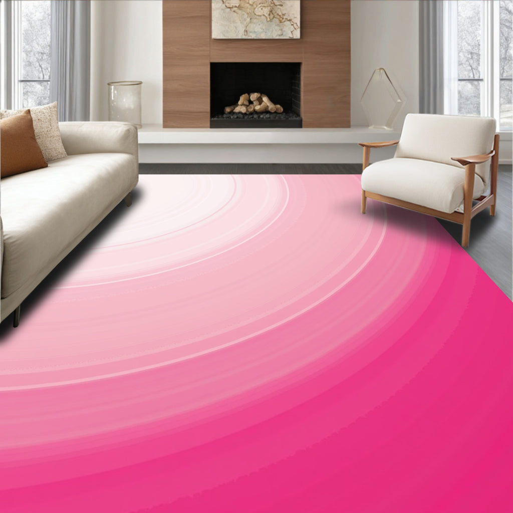 Pink Ombre Concentric Circles Design Rug
