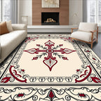 Maroon Crest Red Floral Filigree Rug