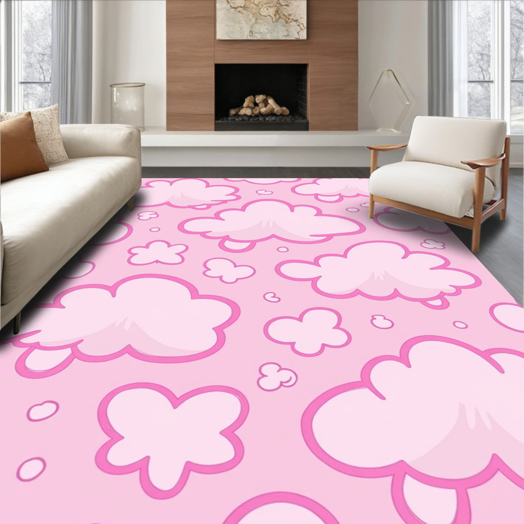 Pink Sky Cloud Pattern Rug