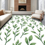 Green Leaf Branch Pattern Design Rug