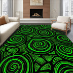 Green Swirl Triangles Abstract Throw Rug