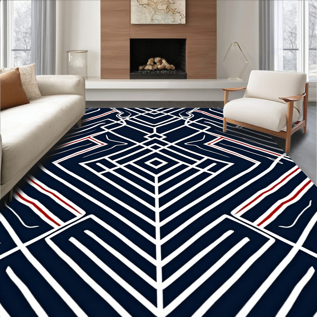 Abstract Geometric Zigzag Design Rug