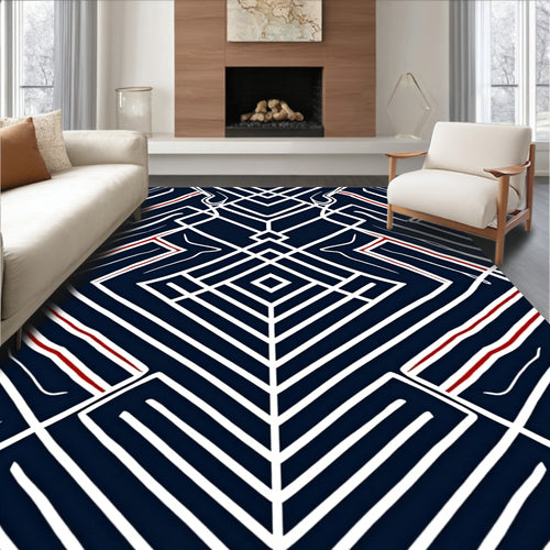 Abstract Geometric Zigzag Design Rug
