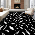 Black And White Feather Pattern Rug
