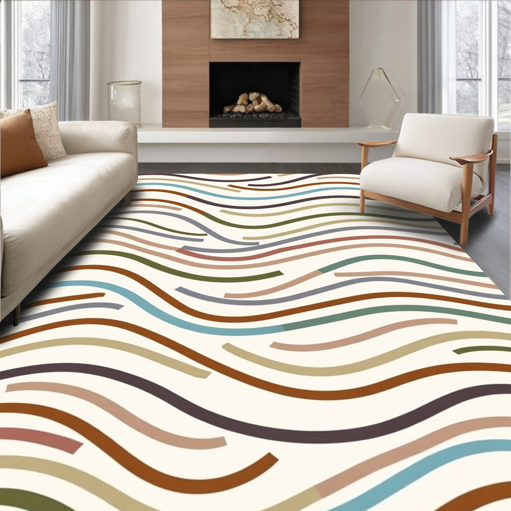 Wavy Lines Pattern 2 Color Mix Rug