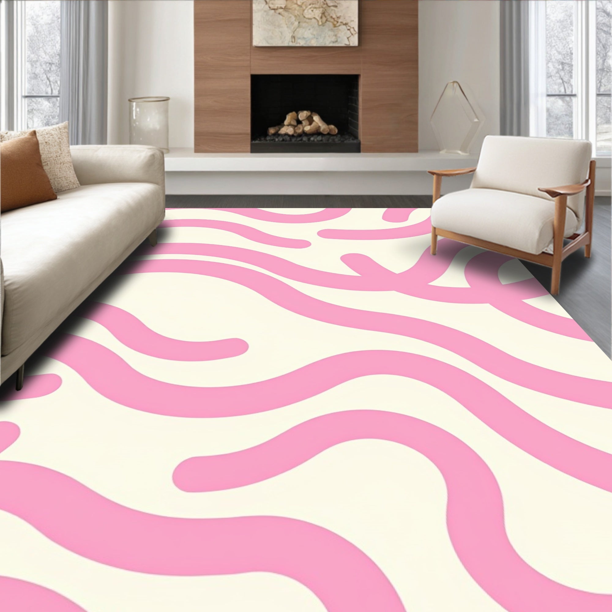 Soft Pink Organic Swirl Rug