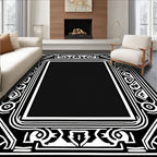 Geometric Art Deco Black White Rug