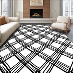 Hand Drawn Plaid Line Art Rug