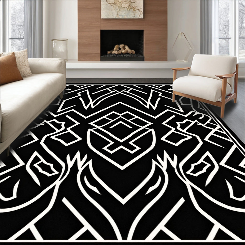 Bold Abstract Geometric Wildlife Pattern Rug