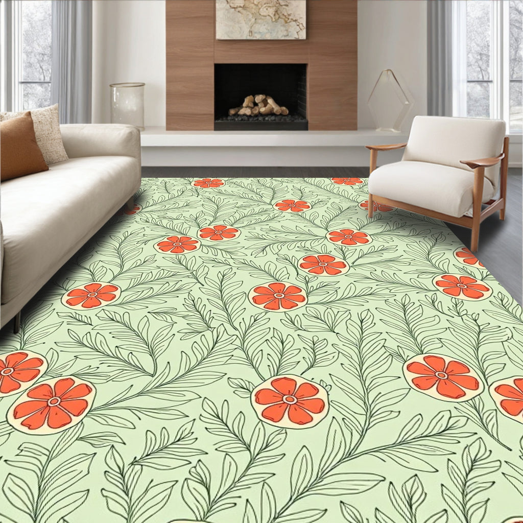 Citrus Floral Branch Pattern Design Rug