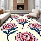 Pink Rose Floral Pattern Rug