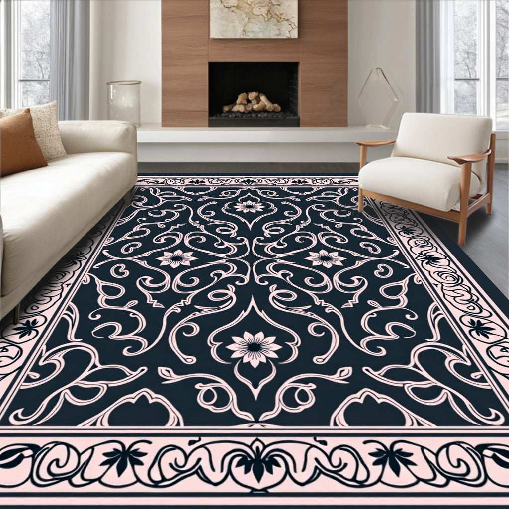Ornate Floral Scrollwork Decorative Rug