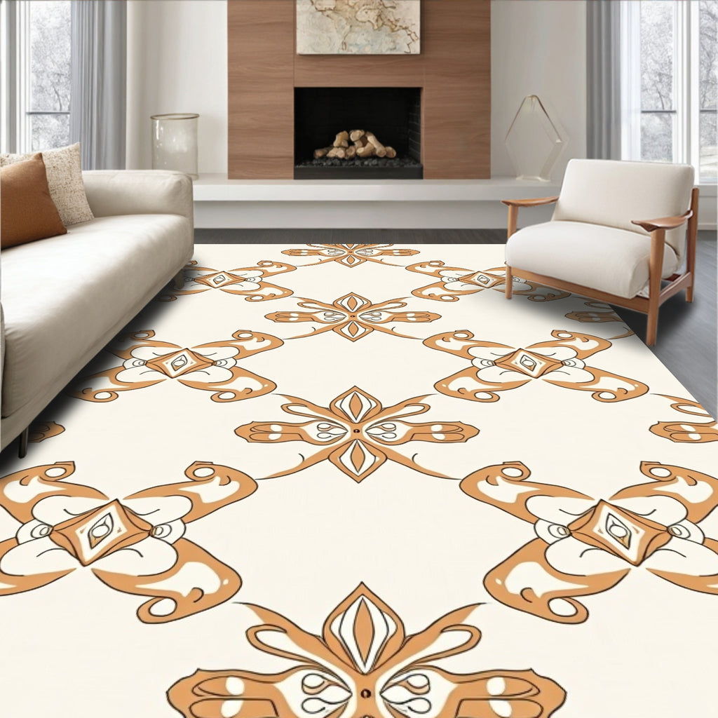Elegant Ochre Patterned Design Rug