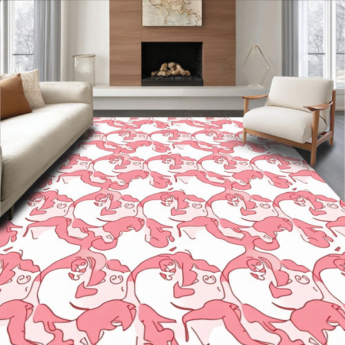 Abstract Pink Faces Pattern Design Rug