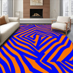 Bold Blue Orange Zebra Lines Rug