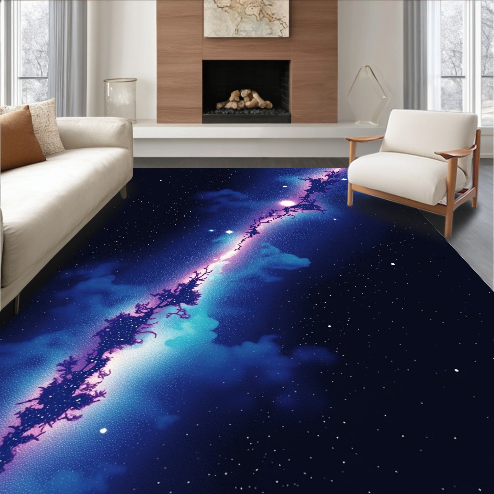 Cosmic Nebula Starry Night Sky Rug