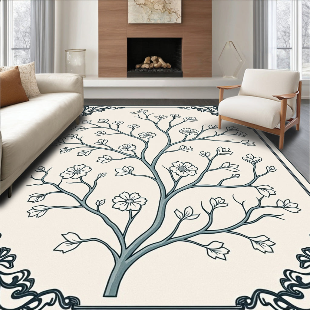 Nature Floral Scroll Work Rug