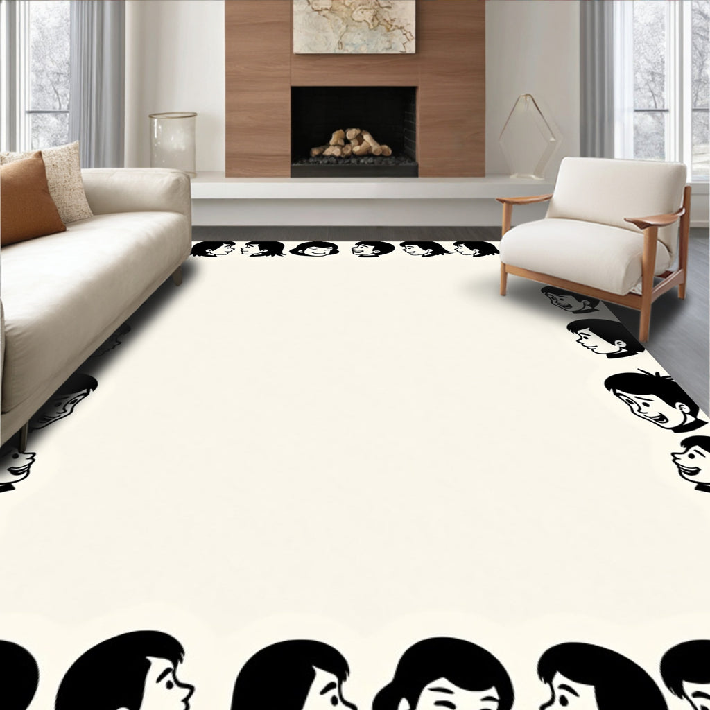 Friendly Faces Border Pattern Rug