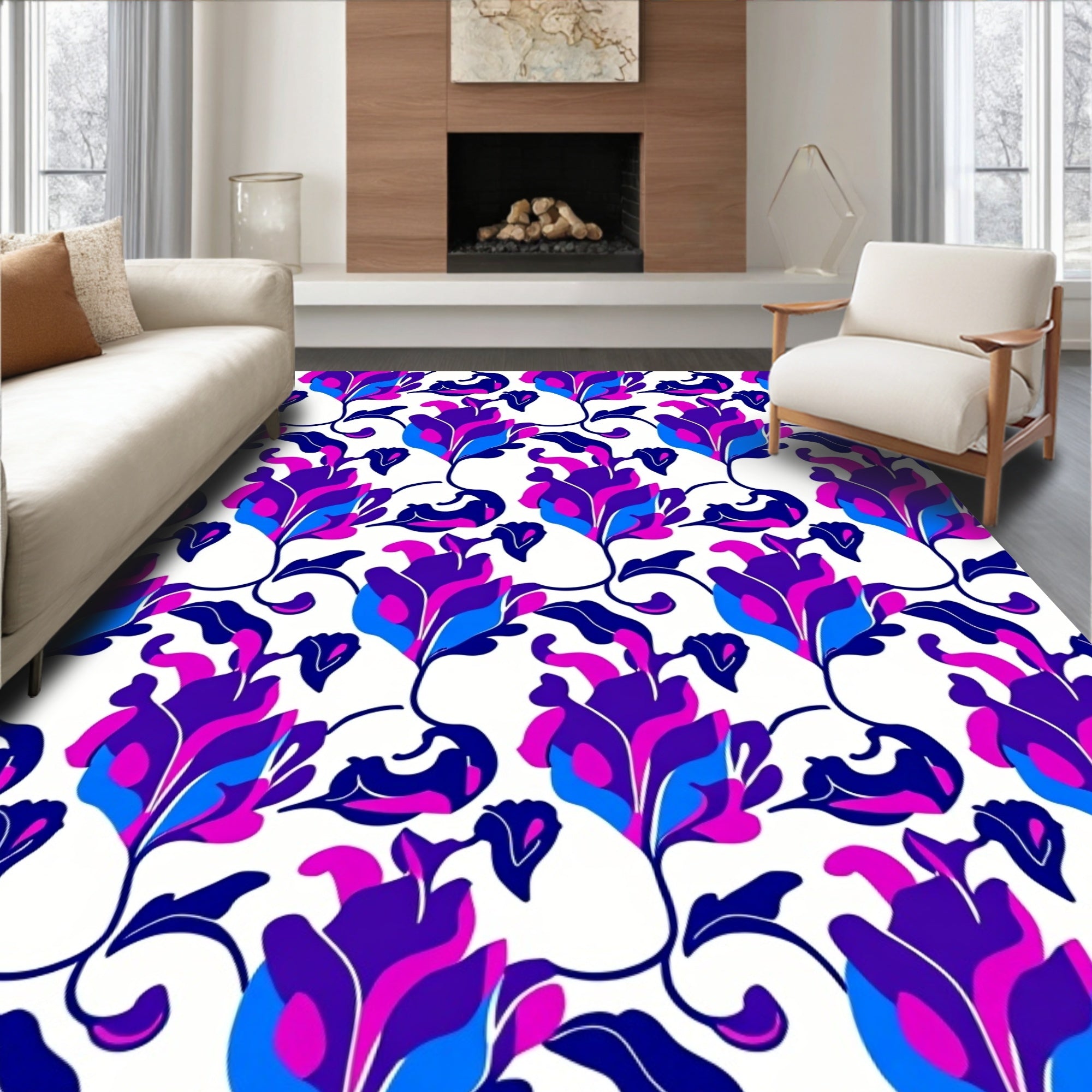 Abstract Floral Vine Pattern Rug