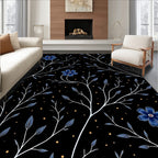 Blue Floral Botanical Pattern Rug