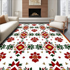 Rich Crimson Floral Starburst Medallion Rug