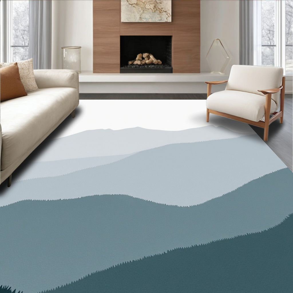 Misty Blue Mountain Layers Rug