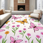 Whimsical Butterflies Flowers Pattern Rug
