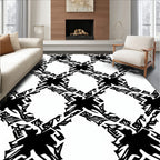Bold Black White Interlocking Shapes Rug