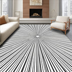 Radiating Sunburst Mono Line Design Rug
