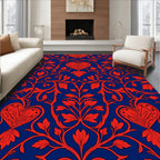 Vivid Red Heart Vine Pattern Rug
