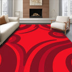 Bold Red Swirl Abstract Design Rug