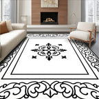 Ornate Scroll and Fleur-de-lis Medallion Rug