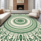 Green Circular Mandala Floral Pattern Rug