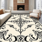 Art Nouveau Black Floral Motif Rug