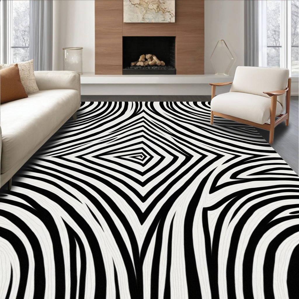 Bold Black White Zebra Stripes Rug