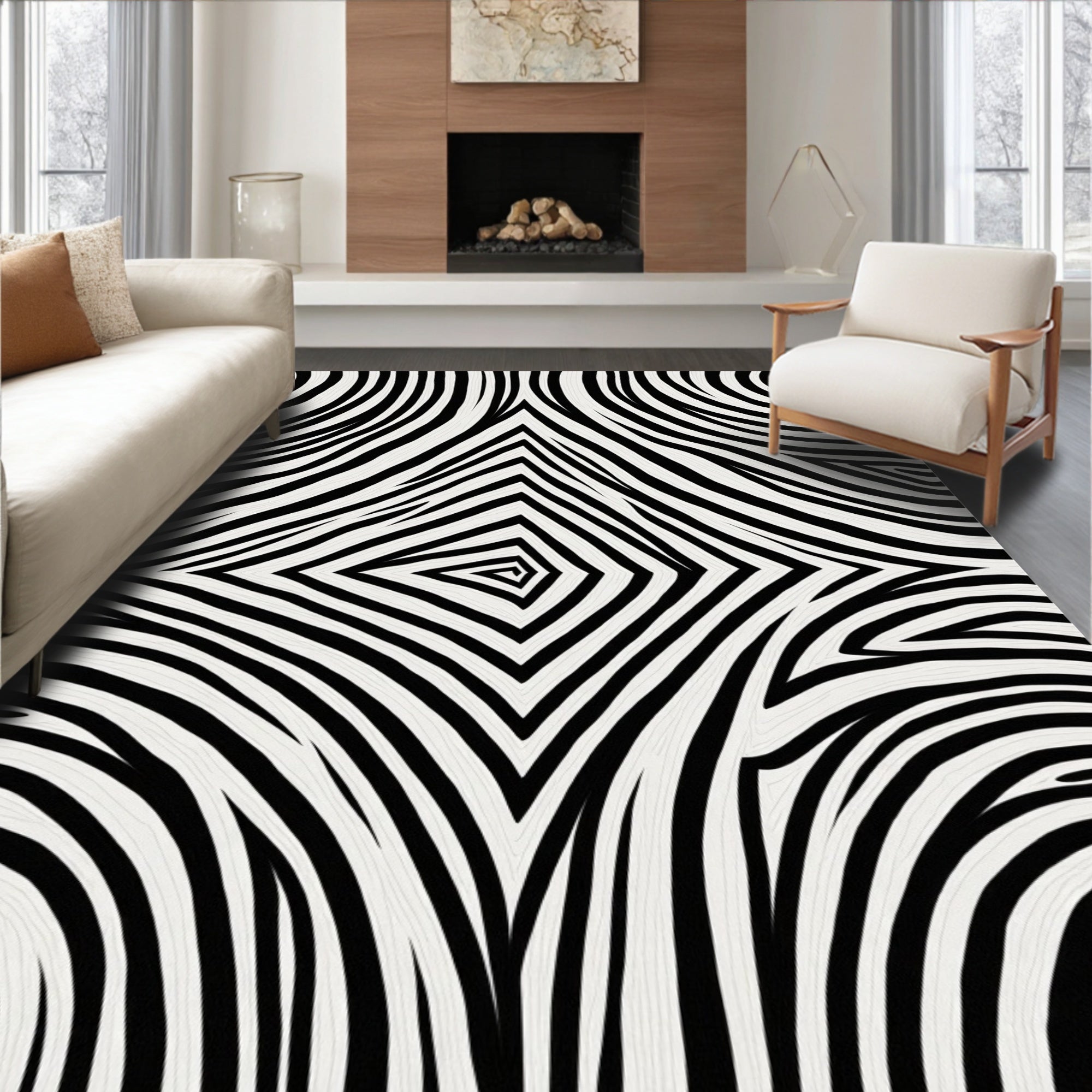 Bold Black White Zebra Stripes Rug