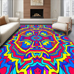 Vibrant Psychedelic Abstract Mandala Design Rug