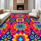 Vibrant Sunburst Mandala Pattern Rug