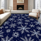 Navy Blue Snowflake Winter Wonder Rug