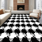 Classic Houndstooth Black White Pattern Rug
