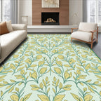 Drawn Floral Pattern With Leaf Motifs Rug