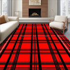 Bold Red Black Plaid Lines Rug