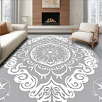 White Floral Mandala Pattern Rug