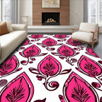 Bold Pink Floral Patterned Design Rug