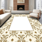 Elegant Cream Gold Damask Pattern Rug