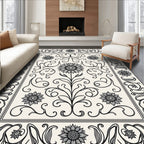 Floral Swirls With Sunflower Motif Rug