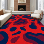 Bold Red Blue Abstract Flow Rug