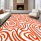 Orange Abstract Swirl Pattern Rug