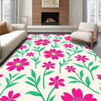 Bright Pink Floral Pattern Design Rug