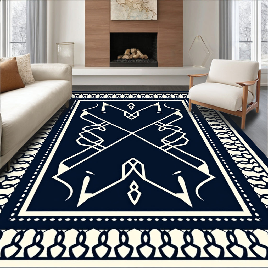 Classic Geometric Design with Border Rug